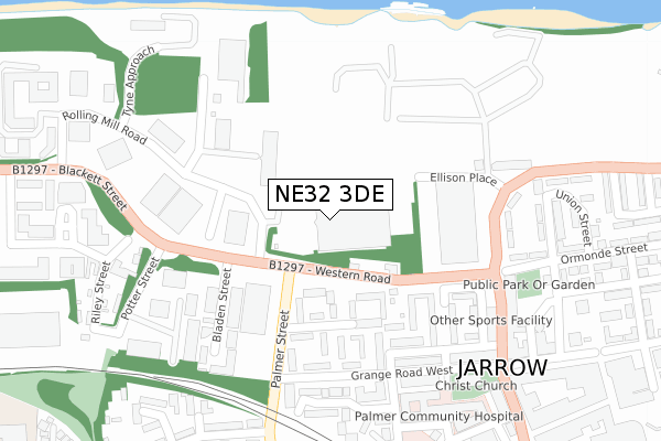 NE32 3DE map - large scale - OS Open Zoomstack (Ordnance Survey)