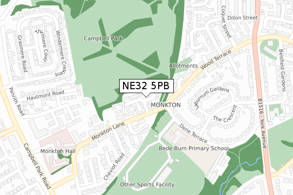 NE32 5PB map - large scale - OS Open Zoomstack (Ordnance Survey)