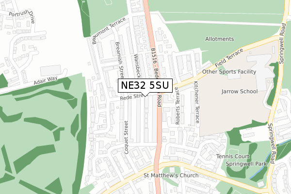NE32 5SU map - large scale - OS Open Zoomstack (Ordnance Survey)