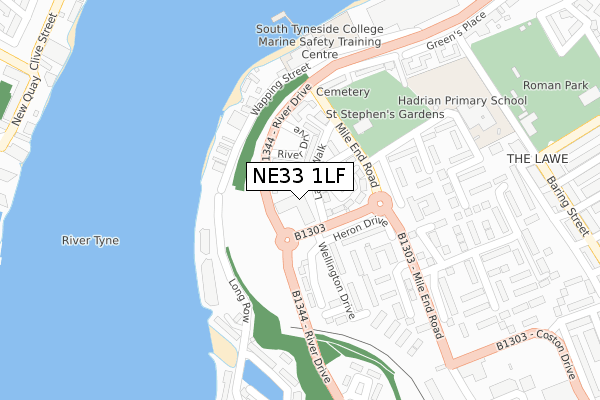 NE33 1LF map - large scale - OS Open Zoomstack (Ordnance Survey)