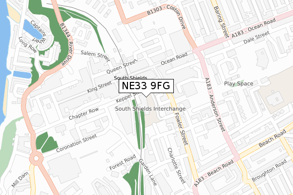 NE33 9FG map - large scale - OS Open Zoomstack (Ordnance Survey)