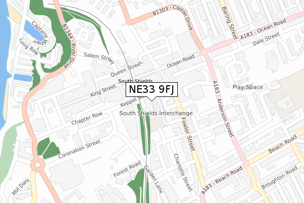 NE33 9FJ map - large scale - OS Open Zoomstack (Ordnance Survey)