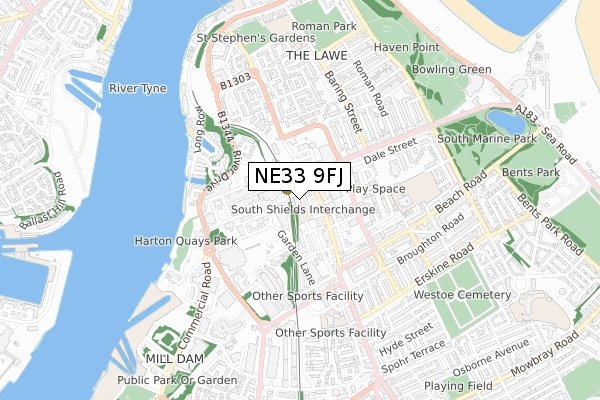 NE33 9FJ map - small scale - OS Open Zoomstack (Ordnance Survey)