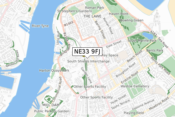 NE33 9FJ map - small scale - OS Open Zoomstack (Ordnance Survey) NE33 9FJ map - small scale - OS Open Zoomstack (Ordnance Survey)