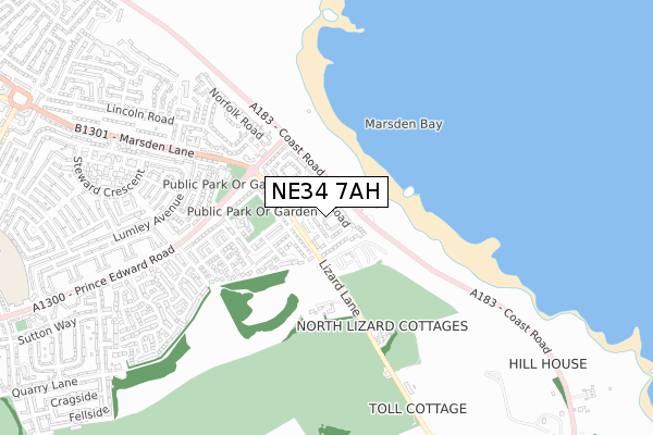 NE34 7AH map - small scale - OS Open Zoomstack (Ordnance Survey)