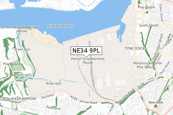 NE34 9PL map - small scale - OS Open Zoomstack (Ordnance Survey) NE34 9PL map - small scale - OS Open Zoomstack (Ordnance Survey)