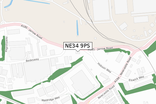 NE34 9PS map - large scale - OS Open Zoomstack (Ordnance Survey)