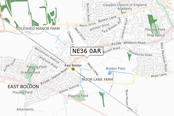 NE36 0AR map - small scale - OS Open Zoomstack (Ordnance Survey)