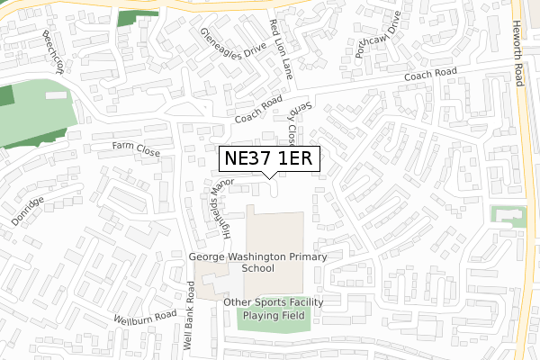 NE37 1ER map - large scale - OS Open Zoomstack (Ordnance Survey)