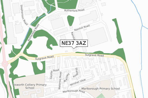 NE37 3AZ map - large scale - OS Open Zoomstack (Ordnance Survey)