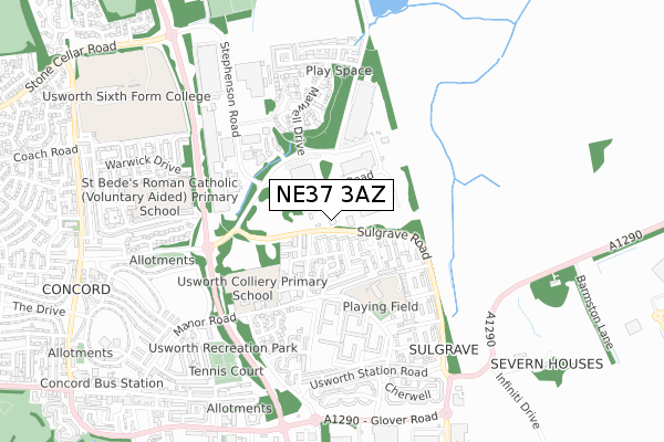 NE37 3AZ map - small scale - OS Open Zoomstack (Ordnance Survey)