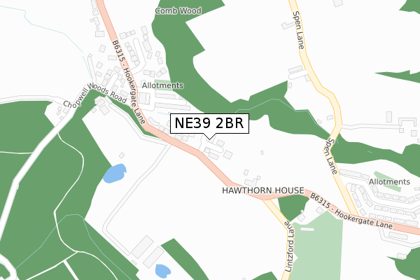NE39 2BR map - large scale - OS Open Zoomstack (Ordnance Survey)