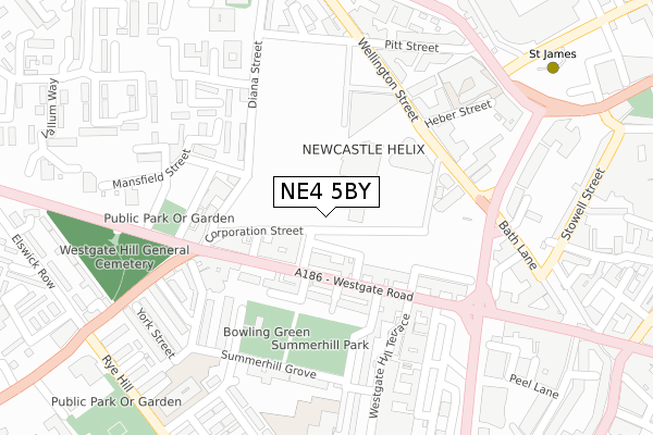 NE4 5BY map - large scale - OS Open Zoomstack (Ordnance Survey)