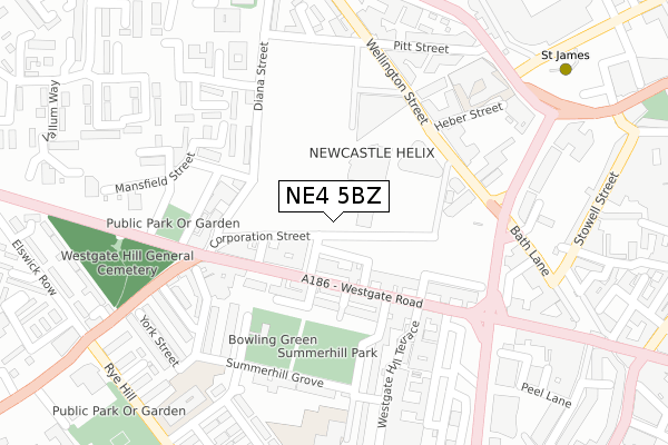 NE4 5BZ map - large scale - OS Open Zoomstack (Ordnance Survey) NE4 5BZ map - large scale - OS Open Zoomstack (Ordnance Survey)