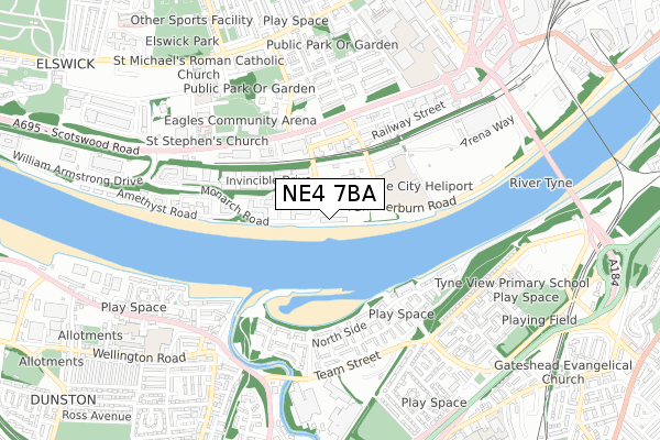 NE4 7BA map - small scale - OS Open Zoomstack (Ordnance Survey) NE4 7BA map - small scale - OS Open Zoomstack (Ordnance Survey)