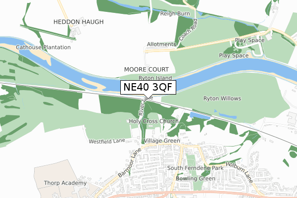 NE40 3QF map - small scale - OS Open Zoomstack (Ordnance Survey)