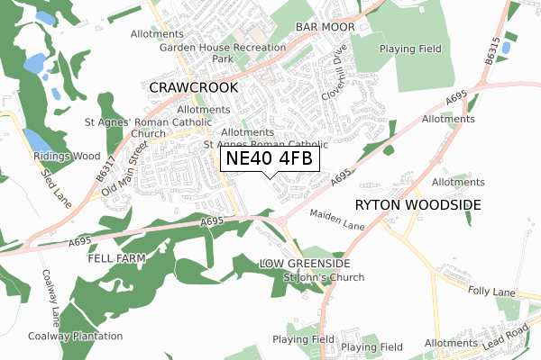 NE40 4FB map - small scale - OS Open Zoomstack (Ordnance Survey)