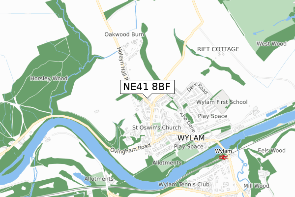 NE41 8BF map - small scale - OS Open Zoomstack (Ordnance Survey)