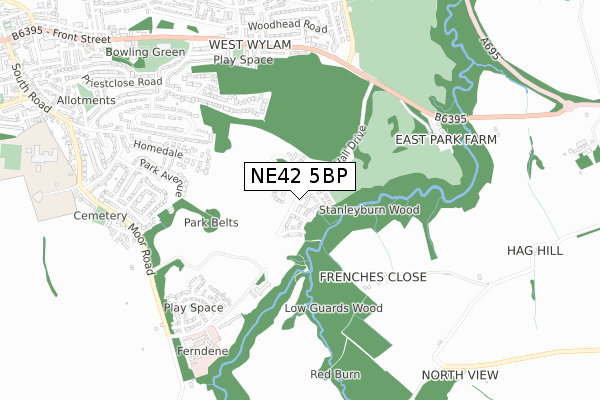 NE42 5BP map - small scale - OS Open Zoomstack (Ordnance Survey)