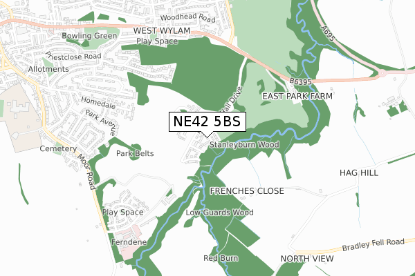 NE42 5BS map - small scale - OS Open Zoomstack (Ordnance Survey)