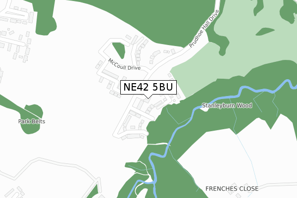 NE42 5BU map - large scale - OS Open Zoomstack (Ordnance Survey)