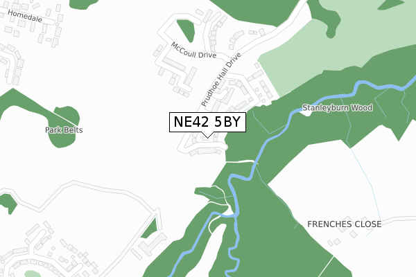 NE42 5BY map - large scale - OS Open Zoomstack (Ordnance Survey)