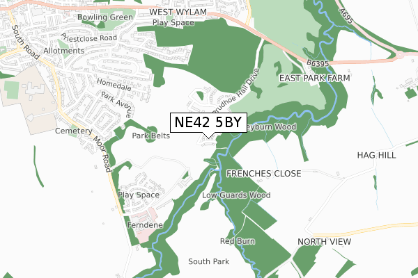 NE42 5BY map - small scale - OS Open Zoomstack (Ordnance Survey)