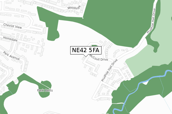 NE42 5FA map - large scale - OS Open Zoomstack (Ordnance Survey)