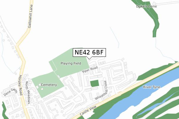 NE42 6BF map - large scale - OS Open Zoomstack (Ordnance Survey)