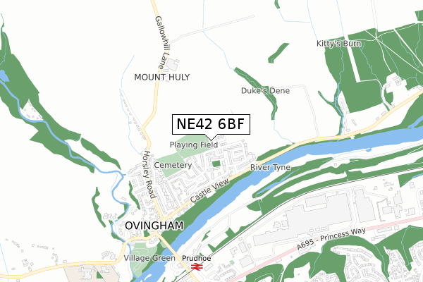 NE42 6BF map - small scale - OS Open Zoomstack (Ordnance Survey)