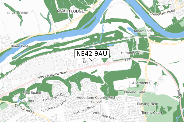 NE42 9AU map - small scale - OS Open Zoomstack (Ordnance Survey) NE42 9AU map - small scale - OS Open Zoomstack (Ordnance Survey)