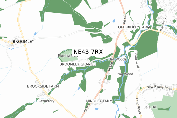NE43 7RX map - small scale - OS Open Zoomstack (Ordnance Survey)