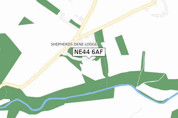 NE44 6AF map - large scale - OS Open Zoomstack (Ordnance Survey)
