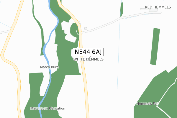NE44 6AJ map - large scale - OS Open Zoomstack (Ordnance Survey)