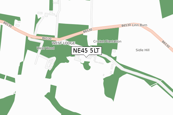 NE45 5LT map - large scale - OS Open Zoomstack (Ordnance Survey)