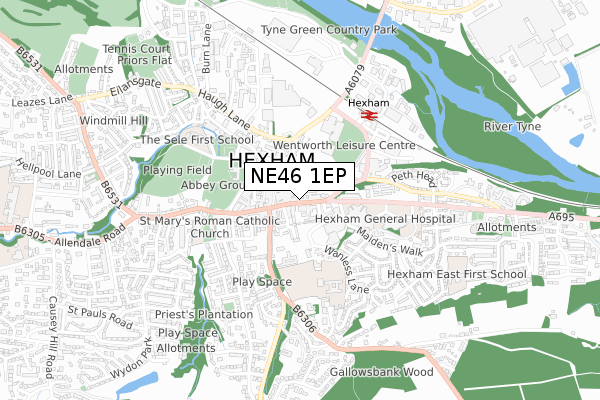 NE46 1EP map - small scale - OS Open Zoomstack (Ordnance Survey) NE46 1EP map - small scale - OS Open Zoomstack (Ordnance Survey)