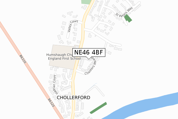 NE46 4BF map - large scale - OS Open Zoomstack (Ordnance Survey)