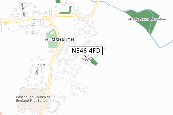 NE46 4FD map - large scale - OS Open Zoomstack (Ordnance Survey) NE46 4FD map - large scale - OS Open Zoomstack (Ordnance Survey)