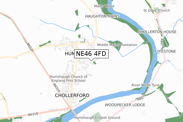NE46 4FD map - small scale - OS Open Zoomstack (Ordnance Survey) NE46 4FD map - small scale - OS Open Zoomstack (Ordnance Survey)