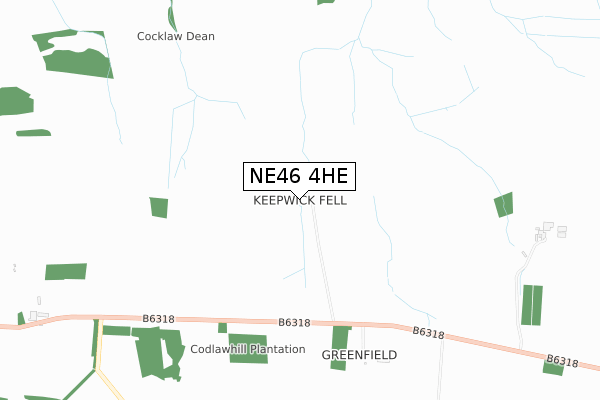 NE46 4HE map - small scale - OS Open Zoomstack (Ordnance Survey)