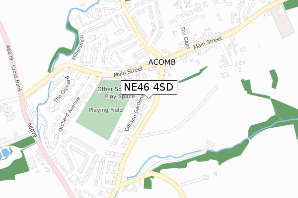 NE46 4SD map - large scale - OS Open Zoomstack (Ordnance Survey)