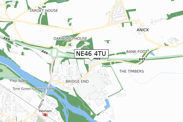 NE46 4TU map - small scale - OS Open Zoomstack (Ordnance Survey) NE46 4TU map - small scale - OS Open Zoomstack (Ordnance Survey)
