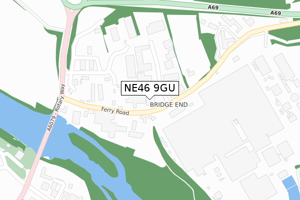 NE46 9GU map - large scale - OS Open Zoomstack (Ordnance Survey)