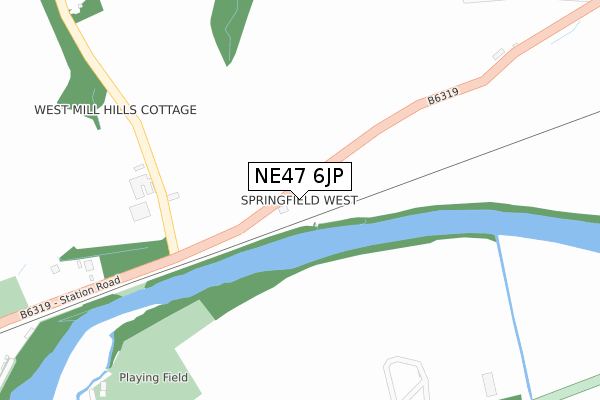 NE47 6JP map - large scale - OS Open Zoomstack (Ordnance Survey)
