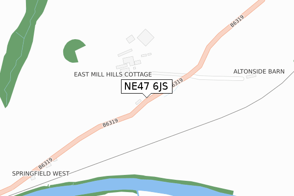 NE47 6JS map - large scale - OS Open Zoomstack (Ordnance Survey)