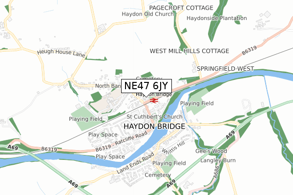 NE47 6JY map - small scale - OS Open Zoomstack (Ordnance Survey) NE47 6JY map - small scale - OS Open Zoomstack (Ordnance Survey)