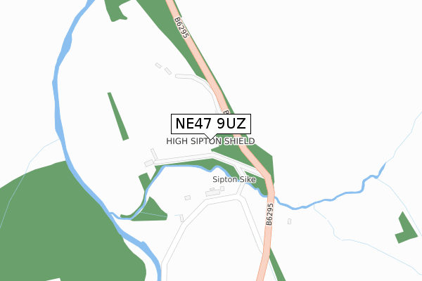 NE47 9UZ map - large scale - OS Open Zoomstack (Ordnance Survey)