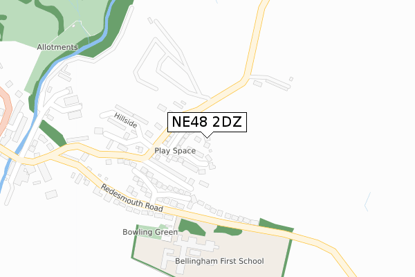 NE48 2DZ map - large scale - OS Open Zoomstack (Ordnance Survey)