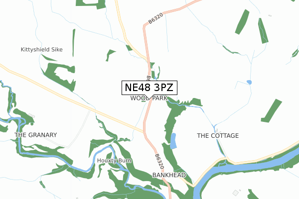 NE48 3PZ map - small scale - OS Open Zoomstack (Ordnance Survey)