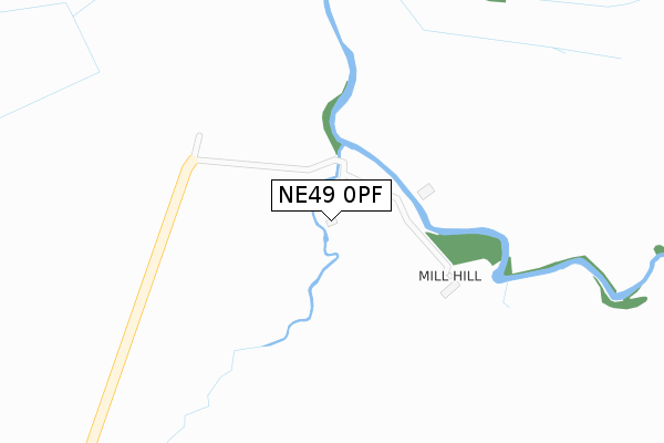 NE49 0PF map - large scale - OS Open Zoomstack (Ordnance Survey)